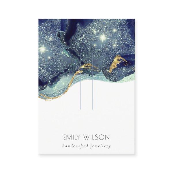 Fluid Abstract Gold Navy Glitter Hairpin Display