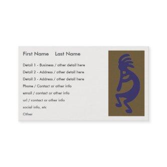 Flute Playing Kokopelli Figure - Blue on Green