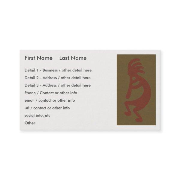 Flute Playing Kokopelli Figure - Red on Green