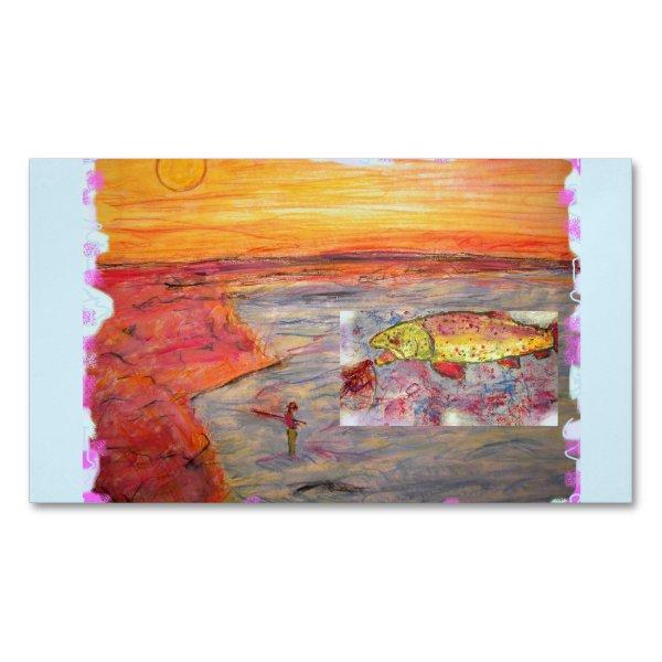 fly fishing sunset  magnet