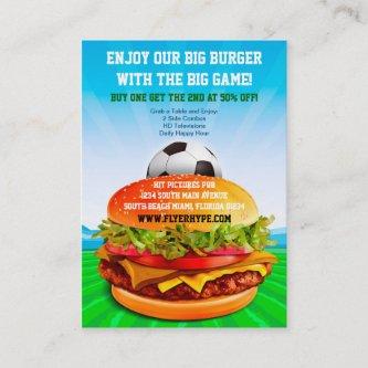 Flyer Hype Burger Cafe Sports Bar Soccer Food
