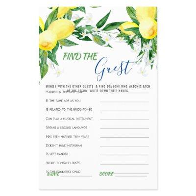 FLYER PAPER Lemons Blossom Greenery Bridal  Game