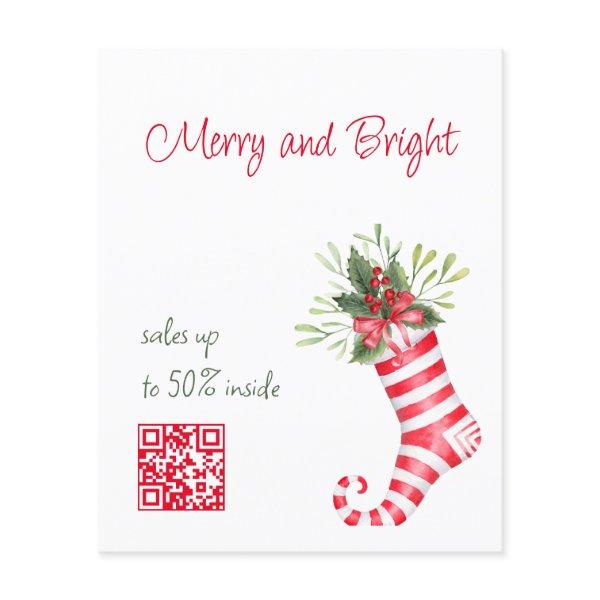 Flyer with qr code and Christmas sales custom