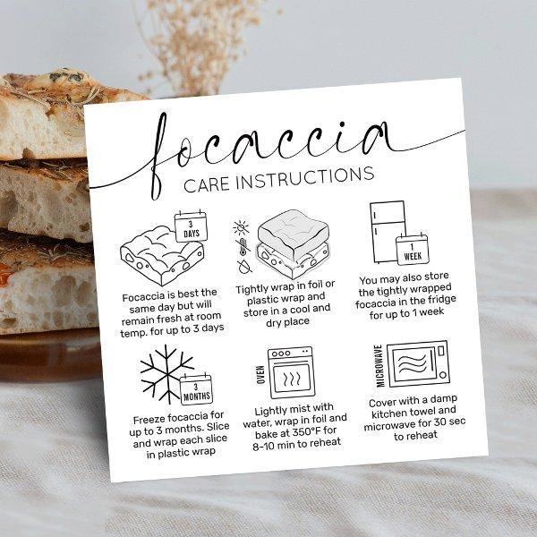 Focaccia Bread Care Guide Minimal Logo Bakery Square