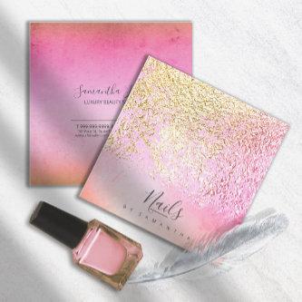 Foil Abstract Gold Peach ID775 Square