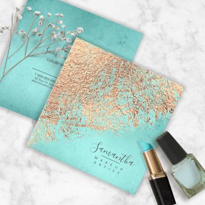 Foil Abstract Gold Teal ID775 Square