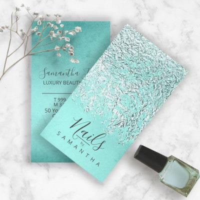 Foil Abstract Silver Teal ID775