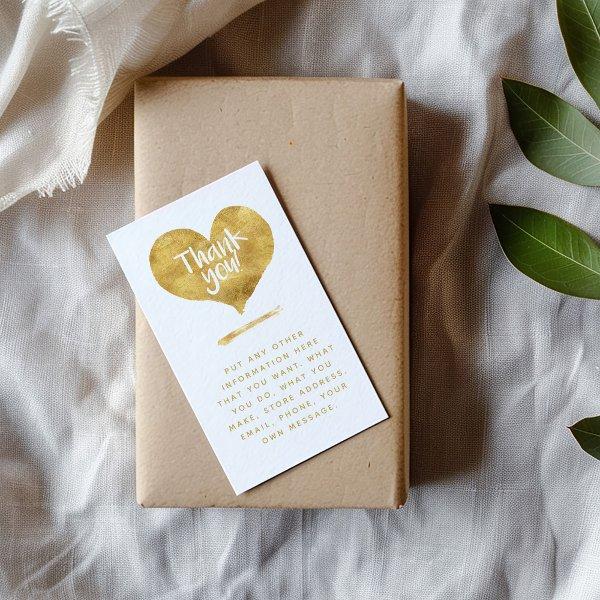 Foil effect gold heart insert for customer orders