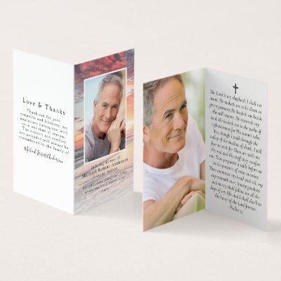 Folded Sunset Ocean Memorial Prayer Card