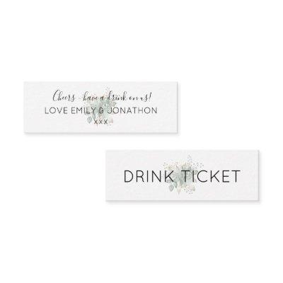 Foliage Sage Wedding Reception Drinks Ticket