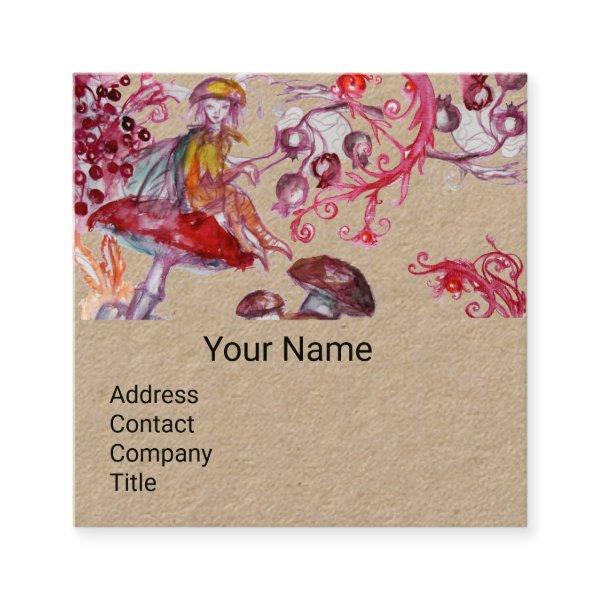FOLLET OF MUSHROOMS Fantasy Floral Kraft Monogram Square