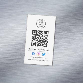 Follow Scan To Connect With Us QR Code Your Logo  Magnet