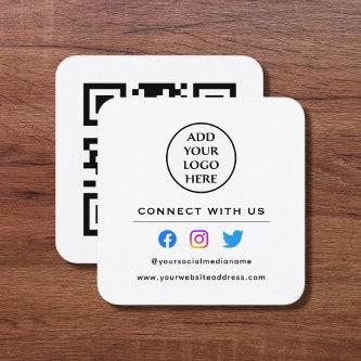 Follow Scan To Connect With Us Your Logo QR Code Square
