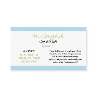 Food Allergy Restaurant Alert Card Template
