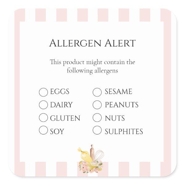 Food Safety Allergen Alert Square Sticker