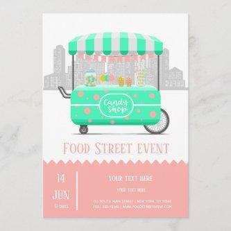Food street candy shop invitation