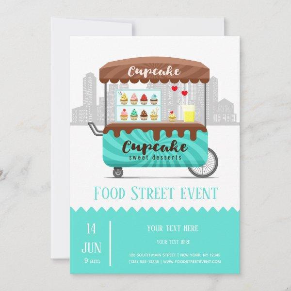 Food street cupcake sweet desserts invitation