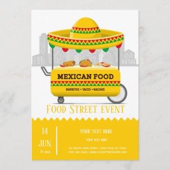 Food street mexican food invitation