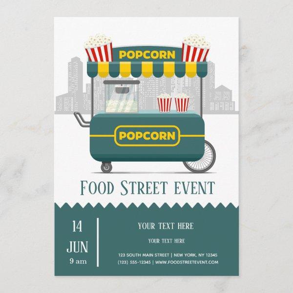 Food street popcorn snack invitation