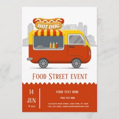 Food truck street hotdog invitation