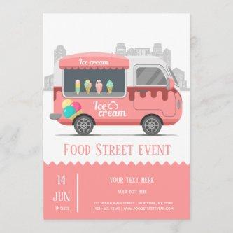 Food truck street ice cream invitation