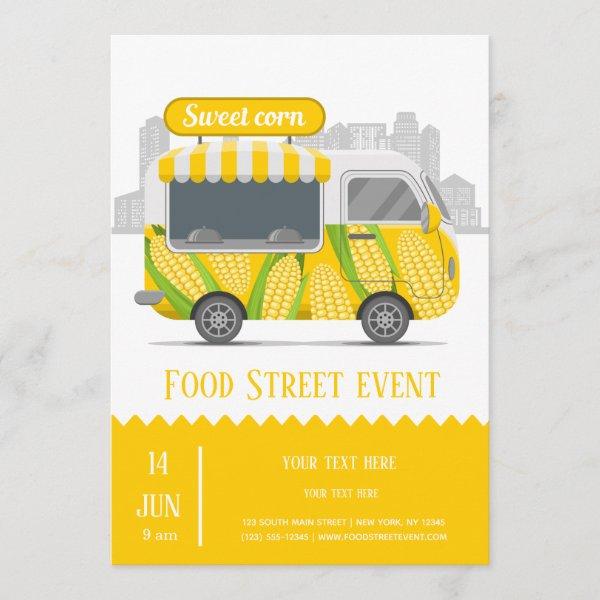 Food truck street sweet corn invitation