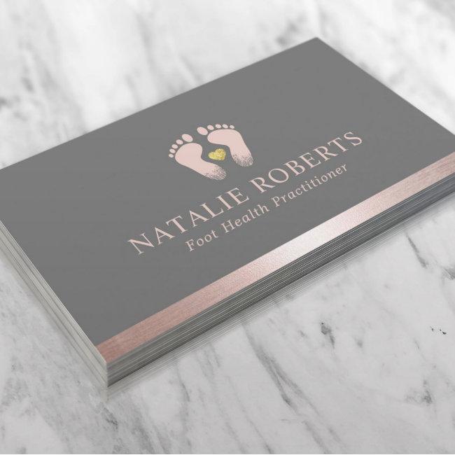 Foot Massage Therapist Podiatrist Rose Gold Border