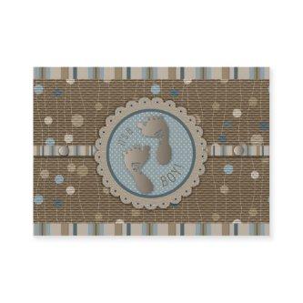 Foot Prints Boy Baby Shower Reminder Card