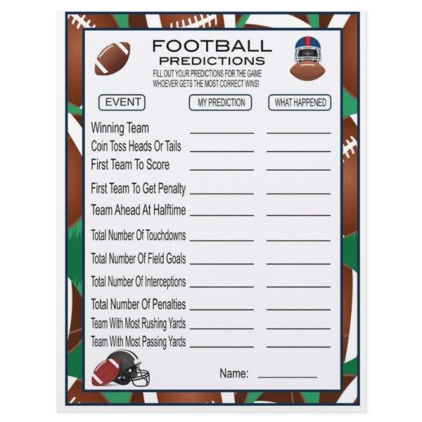 Football Predictions Football Party Game For Kids Letterhead