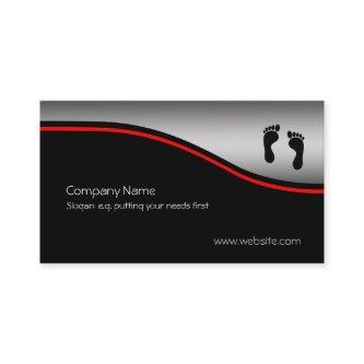Footprints, red and black swoosh, metallic-effect