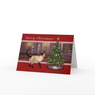 For Veterinarian Siamese Cat Merry Christmas Card