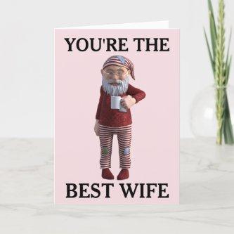FOR WIFE GNOME ELF CHRISTMAS CARD