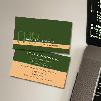 Forest Green and Peach with Monogram Professional
