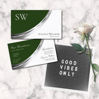 Forest Green and White Silver Decor with Monogram
