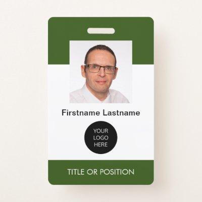 Forest Green ID Photo Name Badge