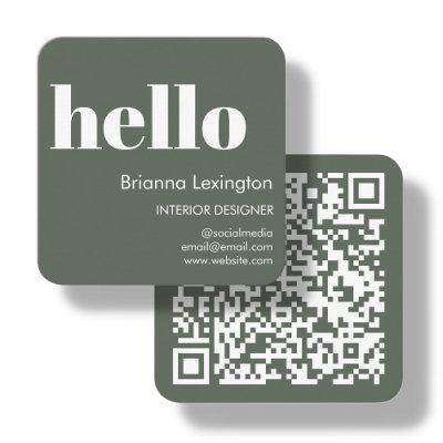 Forest Green |  QR Code Social Media Hello Square