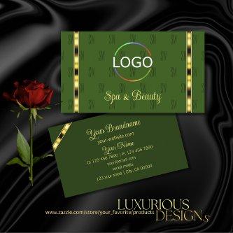 Forest Green with Logo Gold Ornate Letters Pattern