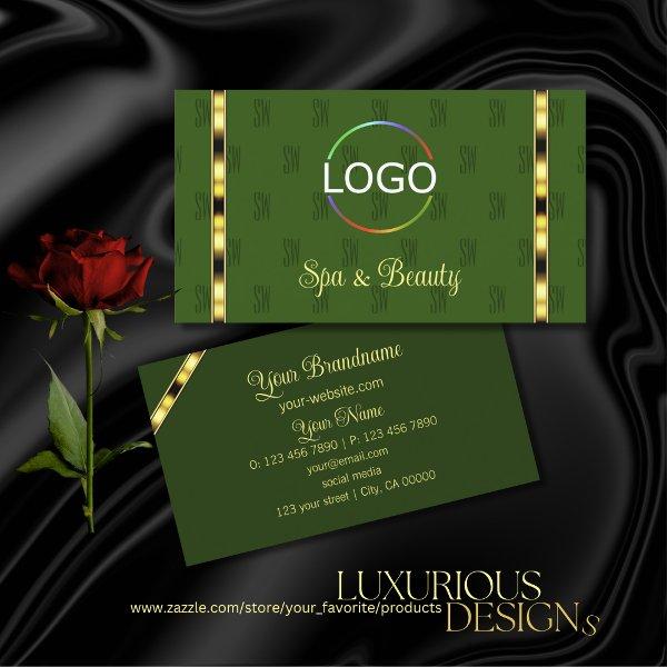 Forest Green with Logo Gold Ornate Letters Pattern