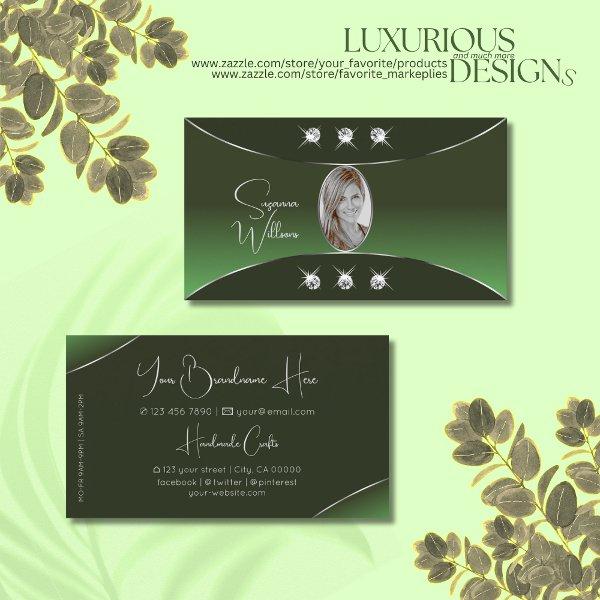Forest Green with Silver Decor Diamonds and Photo