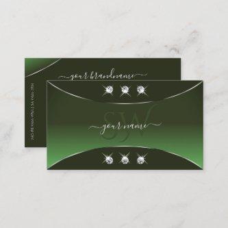 Forest Green with Silver Decor Jewels and Monogram