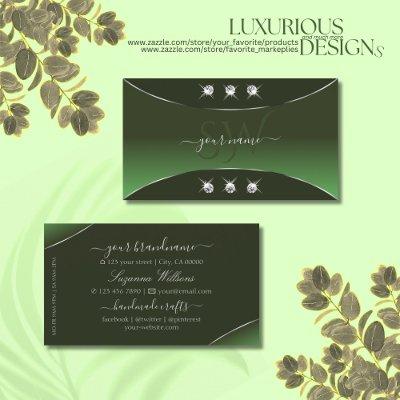 Forest Green with Silver Decor Jewels and Monogram