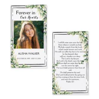 Forever in Our Hearts Photo Funeral Prayer Card