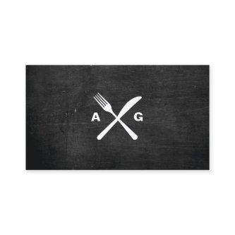 FORK & KNIFE LOGO MONOGRAM No. 2 on BLACK WOOD