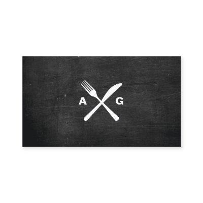 FORK & KNIFE LOGO MONOGRAM No. 2 on BLACK WOOD
