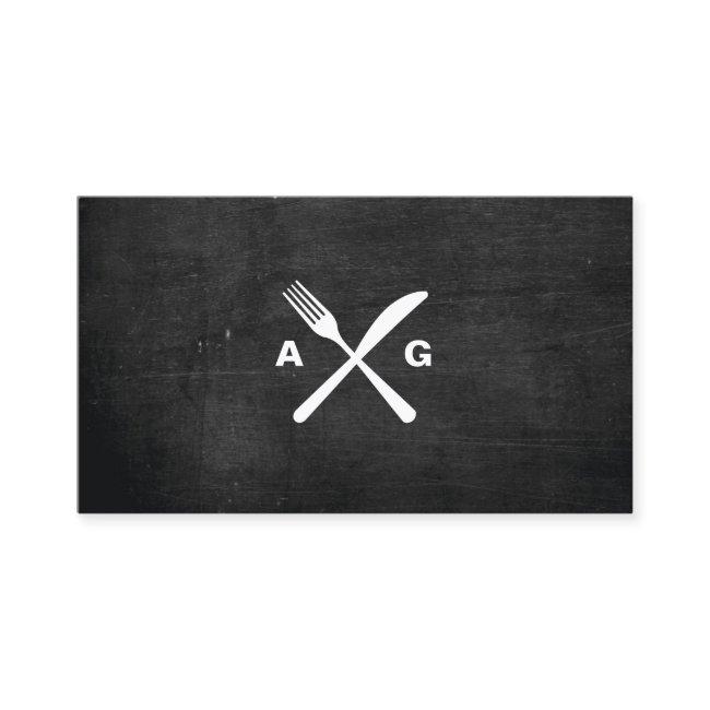 FORK & KNIFE LOGO MONOGRAM No. 2 on BLACK WOOD
