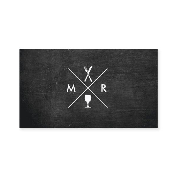 FORK & KNIFE LOGO MONOGRAM on BLACK WOOD