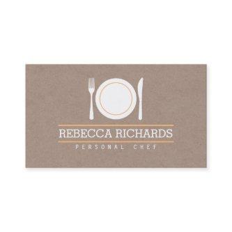 Fork, Plate, Knife Logo on Craft Cardboard Look