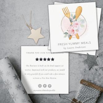 Fork Spoon Blush Pink Floral Chef Review Request Square