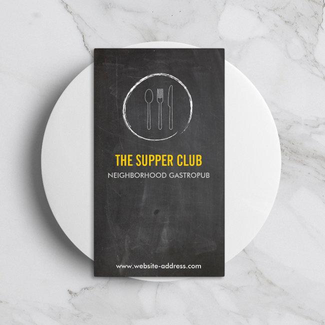 FORK SPOON KNIFE CHALKBOARD LOGO 2 for Restaurant