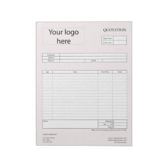 Form Business Quotation, Invoice or Sales Receipt  Notepad